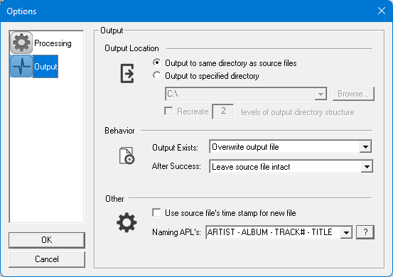 Options Output